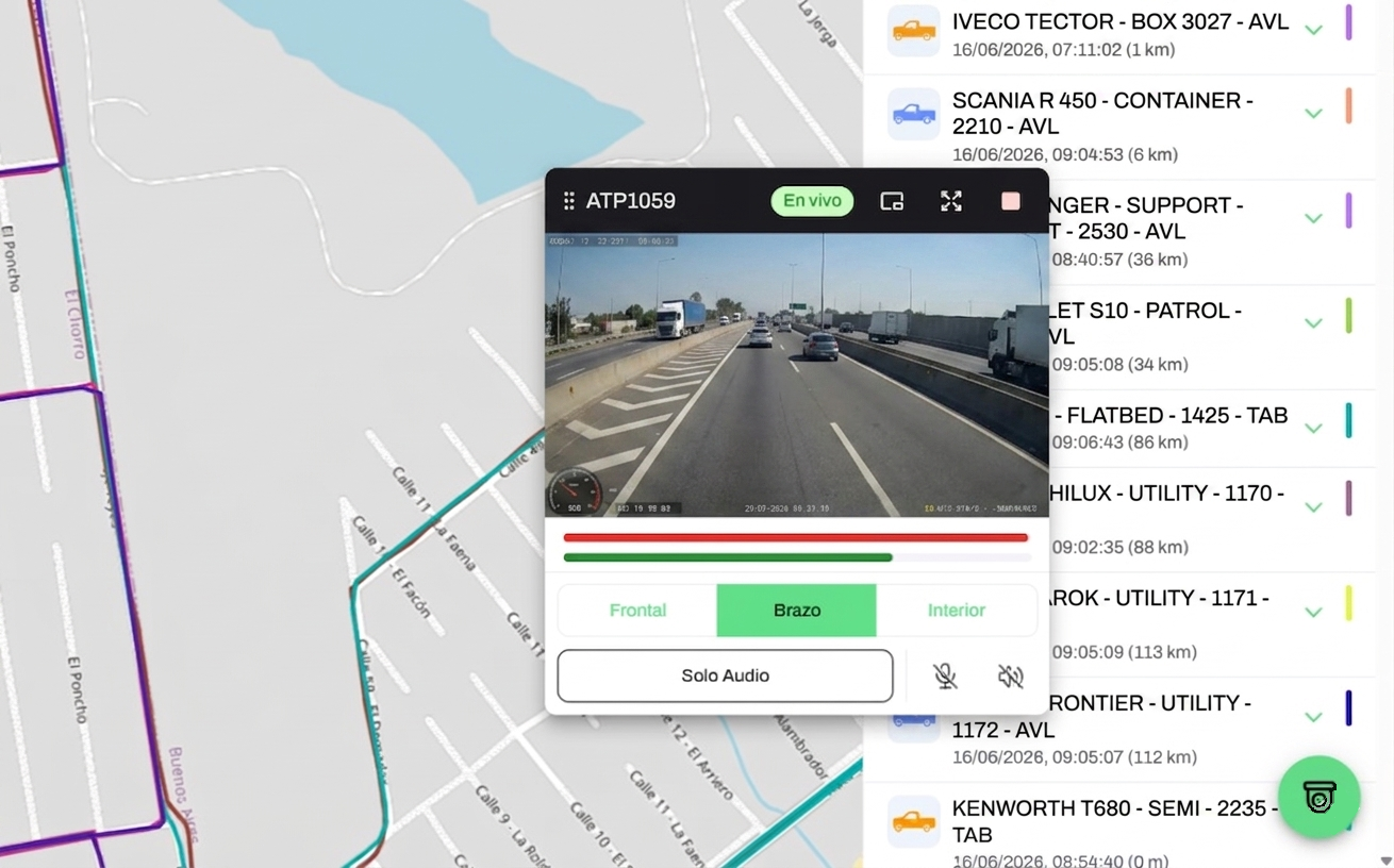 GROPP — cámara en vivo del vehículo sobre el mapa de ruteo